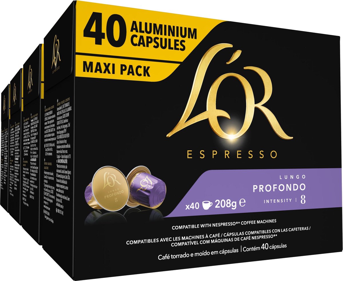 Maxi Pack Lungo Profondo, Intensité 8, Capsules de café, L'OR Espresso
