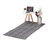 relaxdays vloerkleed - tapijt - kleed - modern - zwart wit - geweven - katoen - anti-slip 70x140cm