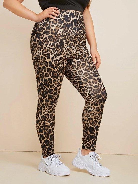 High waist sport legging dames met panter print | SHEIN | PLUS SIZE | Panter  print 3XL... | bol.com