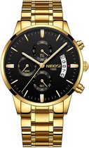 Bol.com NIBOSI Horloges voor mannen - Horloge mannen – Luxe Goudkleurig Design - Heren horloge - Ø 42 mm – Goudkleurig - Roestvr... aanbieding