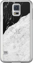Samsung Galaxy S5 (Plus) / Neo siliconen hoesje - Marmer zwart grijs