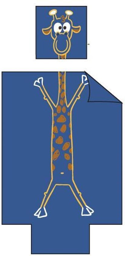 Woody dekbedovertrek - koningsblauw - giraf - 140x220cm | bol.com