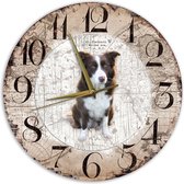 Houten Klok - 30cm - Hond - Bordercollie