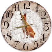 Houten Klok - 30cm - Hond - Basenji