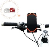 Universele telefoonhouder fiets - Inclusief led set fietslampjes - Telefoonhouder Scooter - Oranje