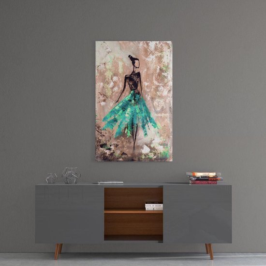Insigne Glazen Schilderijen - Abstract - Vrouw  Groene Rok - 72×46 cm - 4 mm