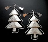 2 stuks Kerstboom decoratie zilver Kerst versiering
