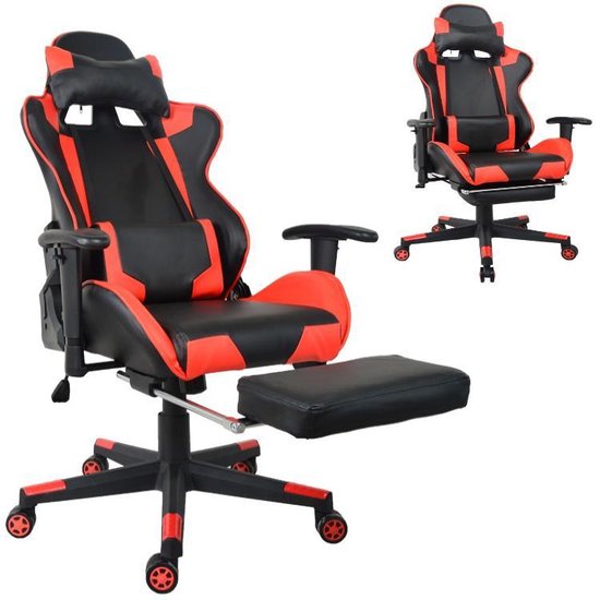 Kraan referentie Normaal gesproken Gamestoel Thomas met voetsteun - bureaustoel racing gaming - ergonomisch -  zwart rood | bol.com