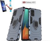 Samsung Galaxy A51 Robuust Kickstand Shockproof Grijs Cover Case Hoesje - 1 x Tempered Glass Screenprotector ATBL