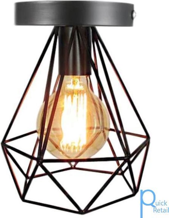 Plafondlamp – Incl. led lamp – Retro led verlichting - Plafonnieres - zwart