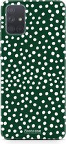 Samsung Galaxy A71 hoesje TPU Soft Case - Back Cover - POLKA / Stipjes / Stippen / Donker Groen