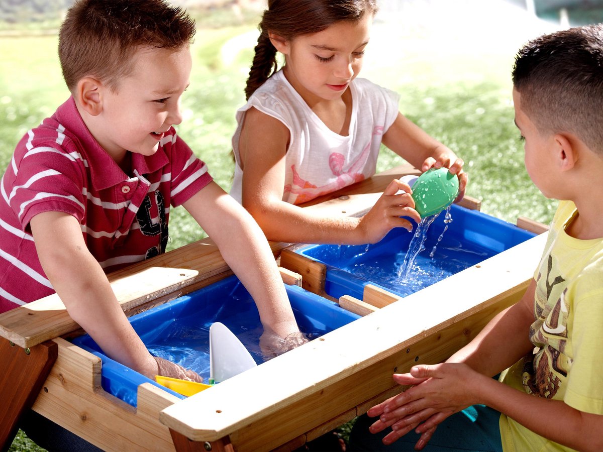 AXI Nick Zand & Water Picknicktafel in Bruin - Met in hoogte verstelbare Parasol in Groen/Wit - Multifunctionele Picknick tafel van FSC hout - Picknick tafel voor kinderen van hout — afbeelding 16