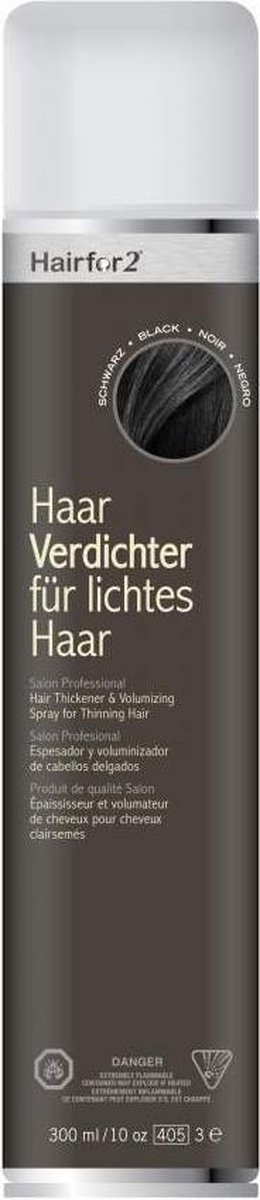 Hairfor2 Hair Thickener & Volumizing Kleurspray Zwart 300 ml