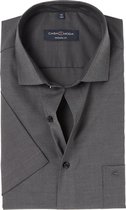 CASA MODA modern fit overhemd - korte mouw - antraciet grijs - Strijkvriendelijk - Boordmaat: 45