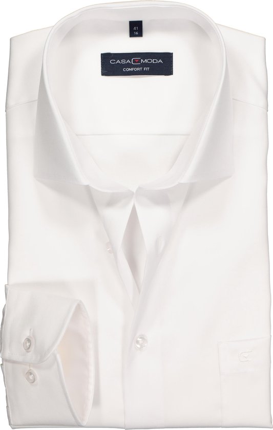 CASA MODA comfort fit overhemd - mouwlengte 72 cm - wit twill - Strijkvrij - Boordmaat: 46