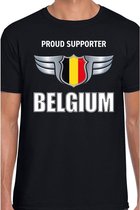 Proud supporter Belgium / Belgie t-shirt zwart voor heren - landen supporter shirt / kleding - Songfestival / EK / WK L