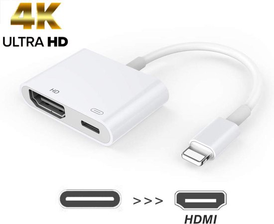 Verspilling honing Discriminatie op grond van geslacht Lightning naar HDMI Adapter voor Apple - 8 Pins Lightning Power Delivery -  Douxe | bol.com