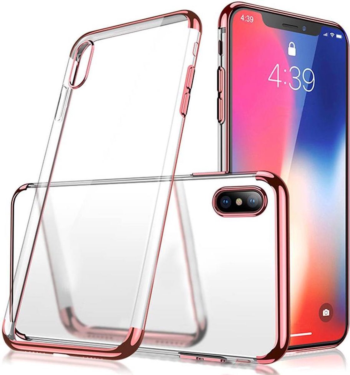 Hoesje Backcover Clear voor Apple iPhone Xs Max Rosé Goud