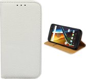 Bookcase PU Lederlook voor Motorola Moto G4 Wit