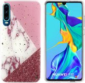 BackCover Marble Glitter voor Huawei P30 Wit