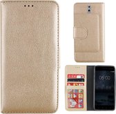 Wallet Case PU voor Nokia 8 Goud