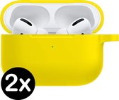 Hoes Voor Apple AirPods Pro Hoesje Siliconen Case - Geel - 2 PACK