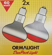 Duo pack Ormalight gloeilamp reflectorlamp rood R80 60 watt E27 240 Volt