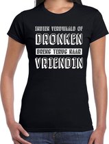 Indien verdwaald of dronken tekst t-shirt zwart dames M