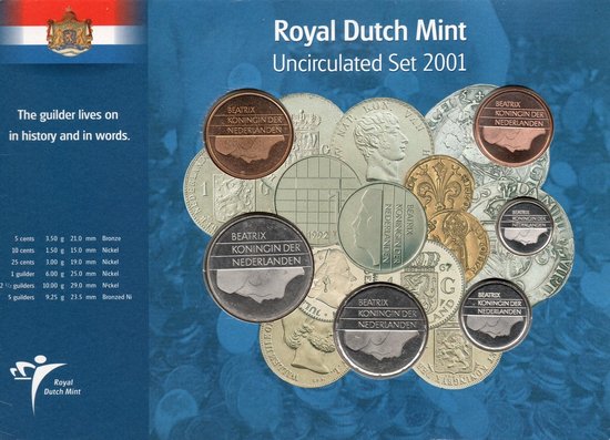 Thumbnail van een extra afbeelding van het spel Nederland Jaarset Munten 2001 UNC - De laatste guldens