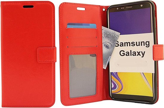 Bookcase Geschikt voor: Samsung Galaxy J6 2018 - Rood - portemonee hoesje