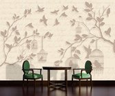 Birds Trees Brown Photo Wallcovering