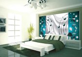Blue Silver Abstract Modern Photo Wallcovering