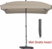 Luxe parasol rechthoek Ecru 210 x 140 met hoes