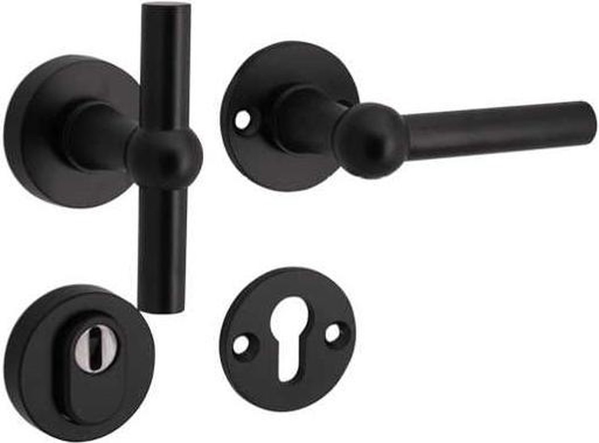 SKG3 knop/kruk op rozet rechts Chemin de fer/Elegant m/ KTB mat zwart