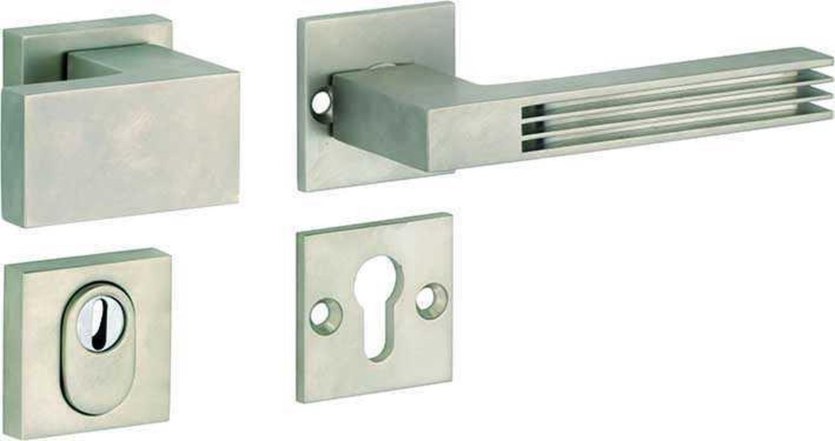 SKG3 knop/kruk op rozet rechts Maya m/ KTB mat nikkel / mat nikkel PVD