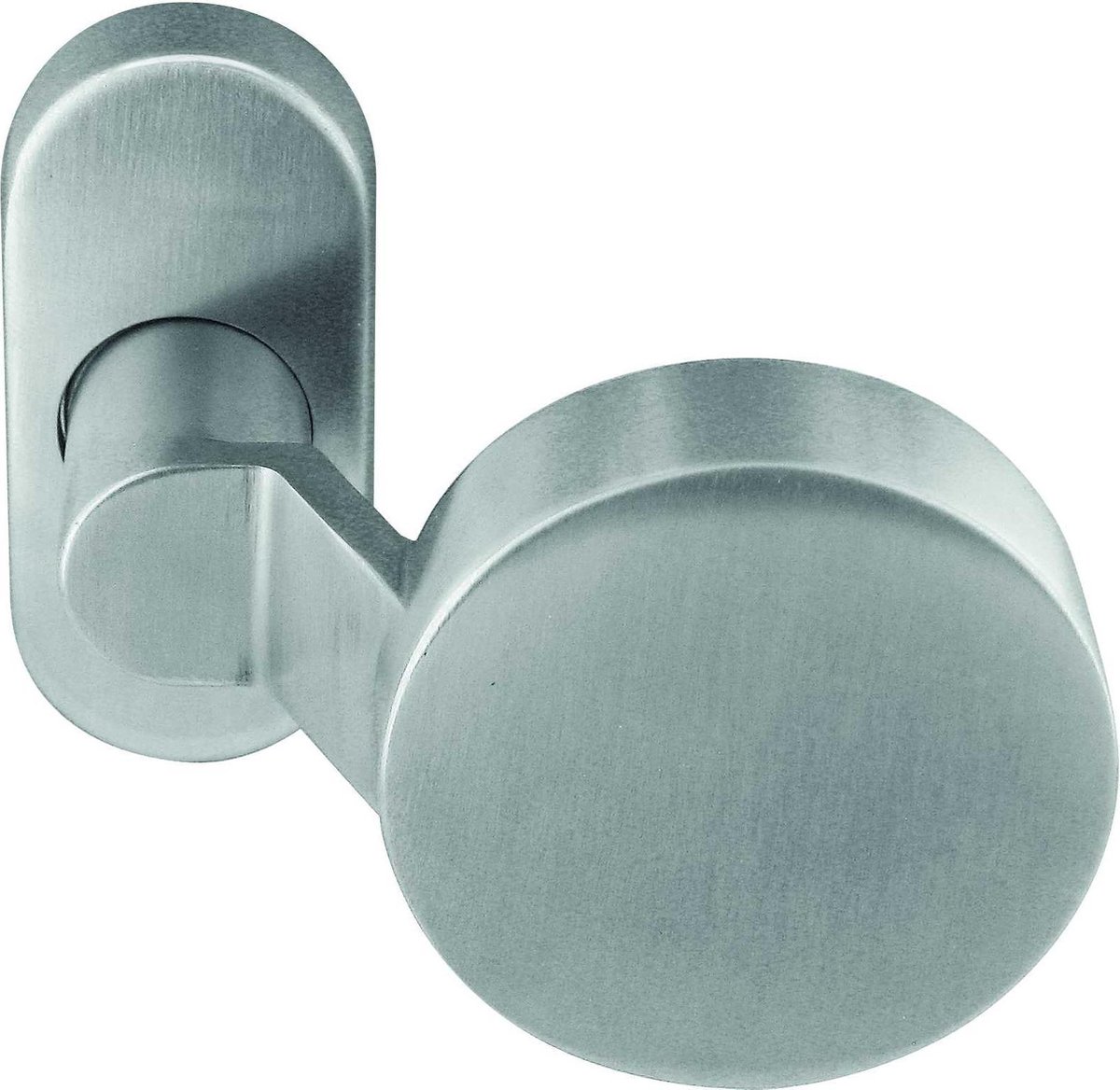 Knop vlak gekropt ovaal rozet rvs mat excl. stift
