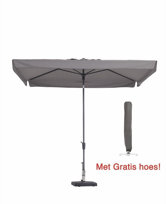 Parasol rechthoek 300 x 200 cm Taupe met hoes | Kantelbare en rechthoekige  parasol van... | bol.com