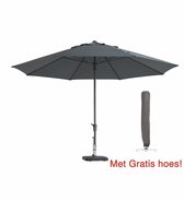 Luxe parasol rond 400 cm Grijs met hoes | Topkwaliteit parasol