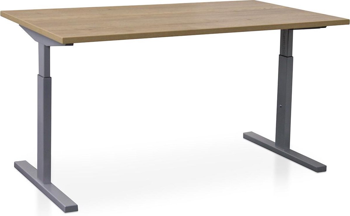 Rechthoek bureau instelbaar | Start Pintado | 140 x 80 cm | Frame aluminium - blad robuust eiken