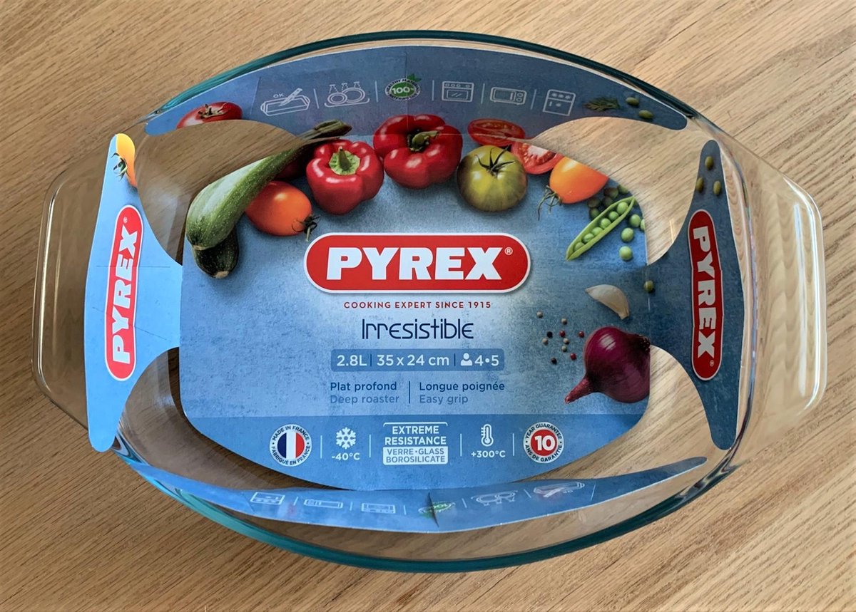 Pyrex - Let's Share Ovenschaal Rechthoek met Grepen 700 ml - Transparant - Borosilicaatglas