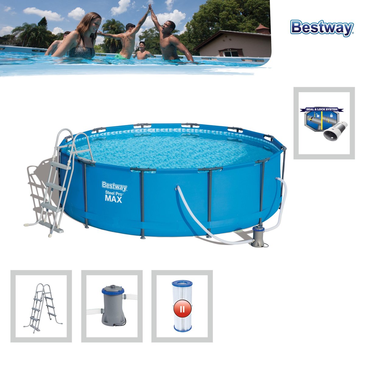 Bestway zwembad steel pro max set rond 366 x 100 cm