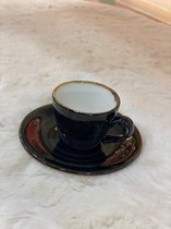 By Bone zwart  6x Espresso koffiekopjes en schotels