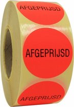 Etiket / label / coderen / koderen / afprijzen  fluor rood met de opdruk AFGEPRIJSD
