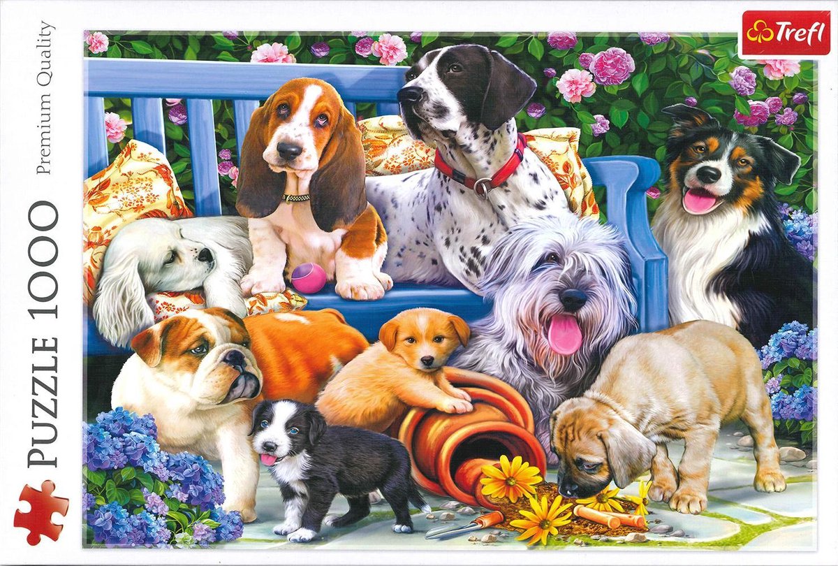 Beleefd kralen slim Honden in tuin, 1000 stukjes Puzzel | bol.com
