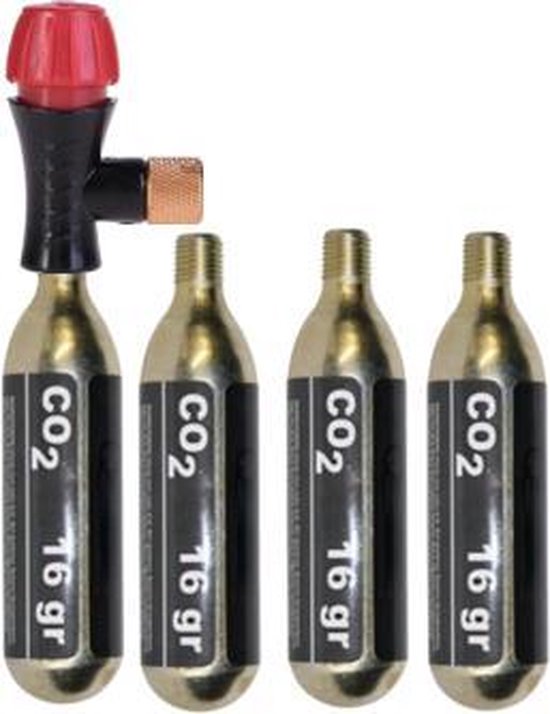 CO2 pomp - mini fietspomp set met 4x CO2 patronen - 16 gram