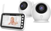 EITIKA Babyfoon met 2 Camera’s - 4.3inch LCD scherm - Nachtzicht - Two Way Audio - Slaapliedjes - Temperatuurmeter