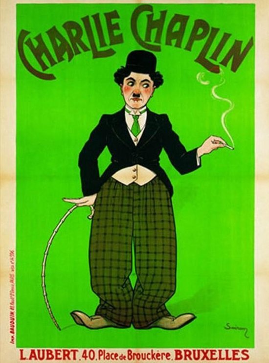 Charlie Chaplin - Vintage metal card - Wandbord - 20 x 15 cm