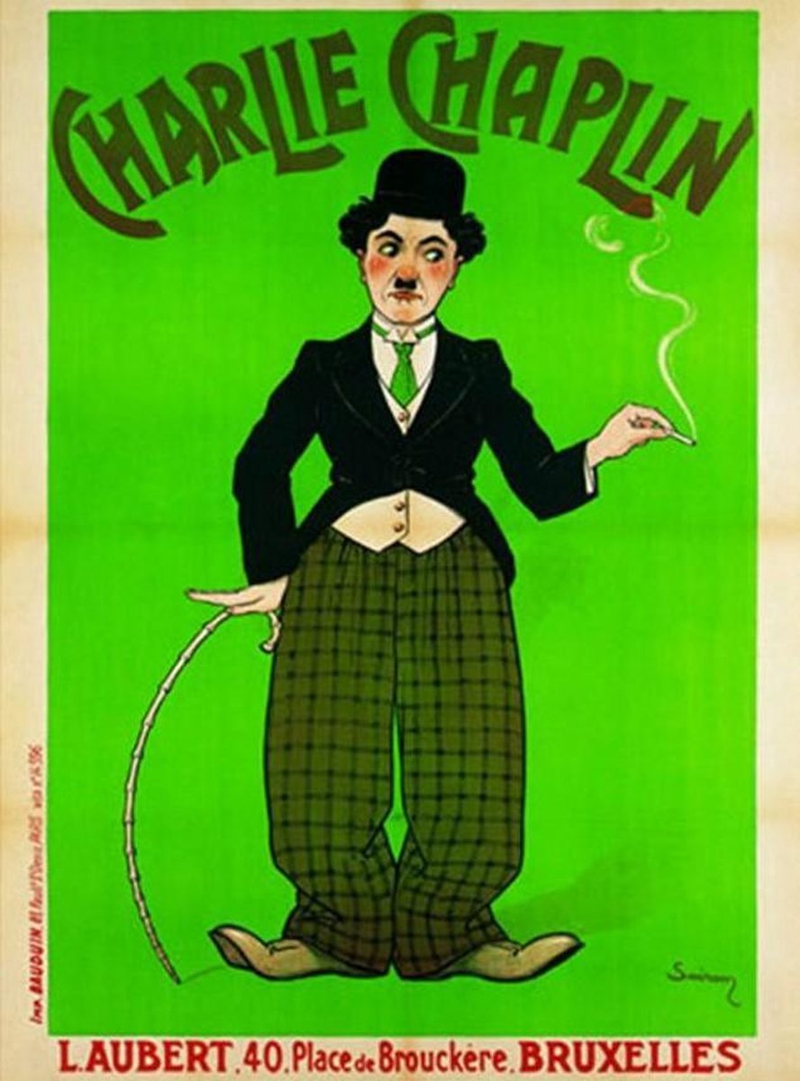 Cartexpo Charlie Chaplin Vintage metal card Wandbord 20 x 15 cm