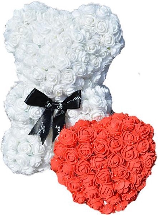 Rozen beer - Bloemen beer met hart - faam beer- bloemen teddy met hart - speciale cadeau - geschenk
