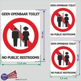 Geen openbaar toilet, No restroom sticker set 3 stuks